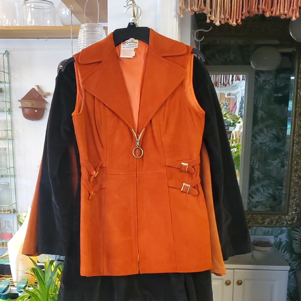 Gina Tees Orange Vest with Notched Lapel